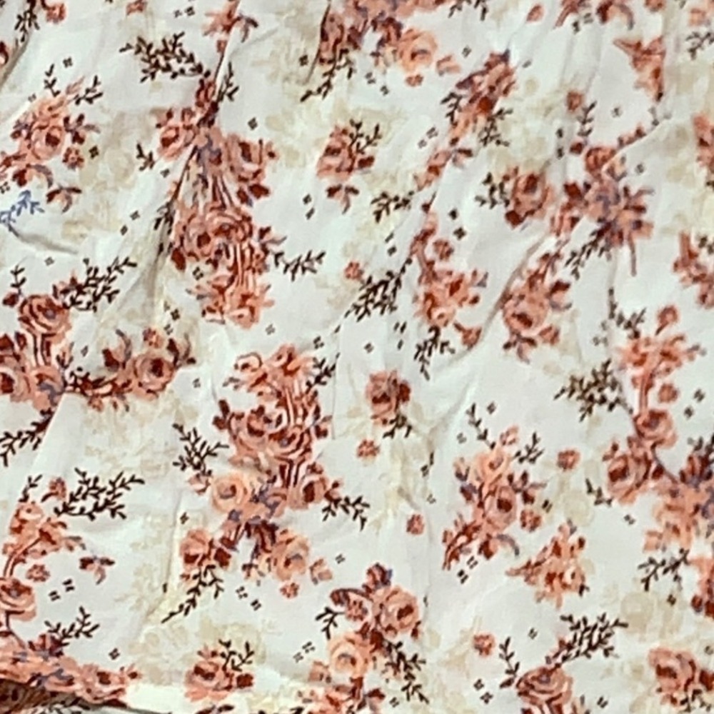 Est 1946 Womens Floral V-Neck Peplum Blouse Cream Pink 3/4 Sleeve Large - Picture 6 of 7